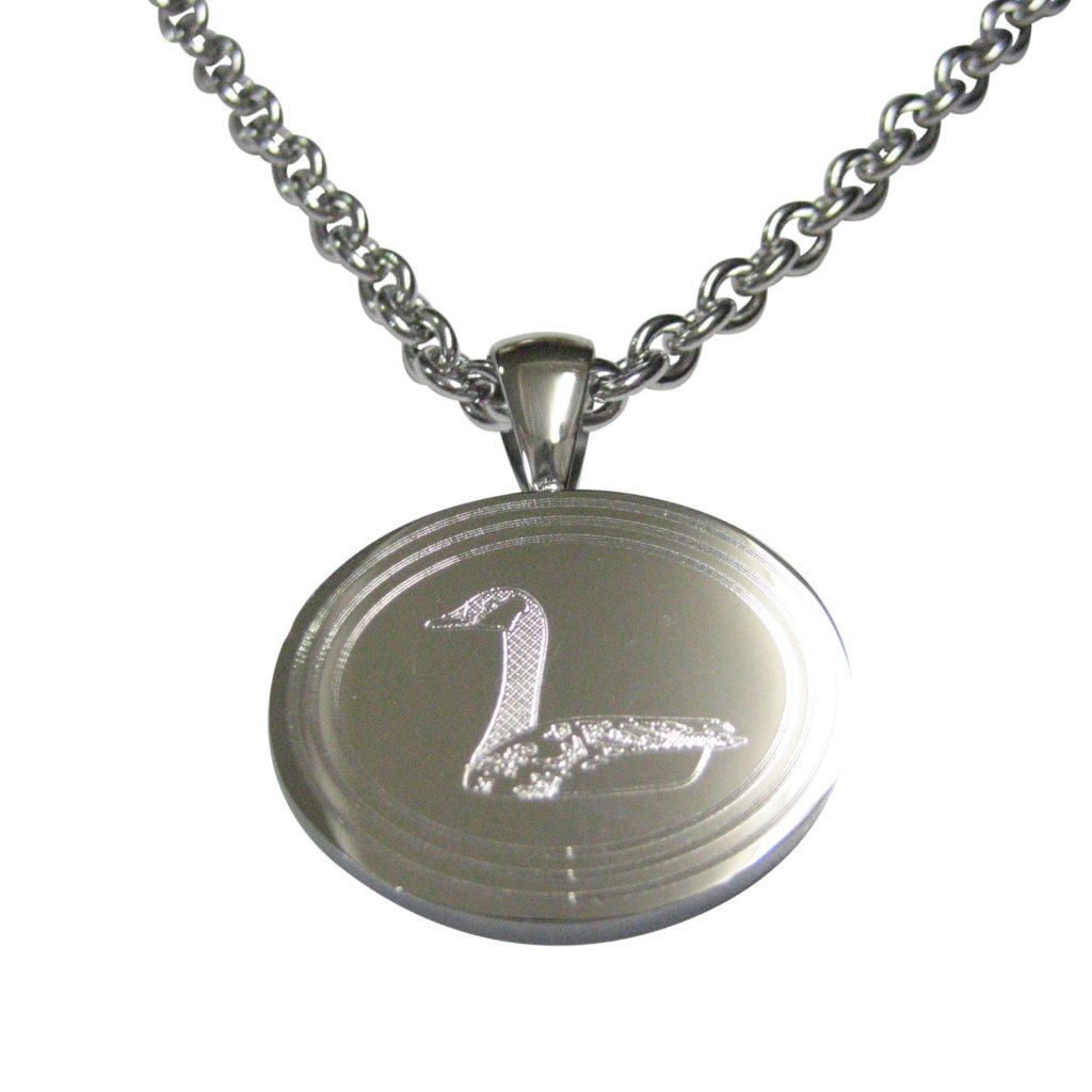 Oval Sitting Goose Bird Pendant Necklace 30$